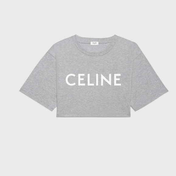 Celine Tops - CELINE Paris Cropped Cotton Jersey T-Shirt S